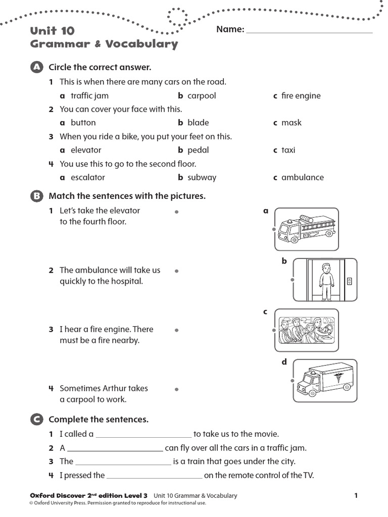 Grammar & Vocabulary Exercises for Kids | PDF | Transport