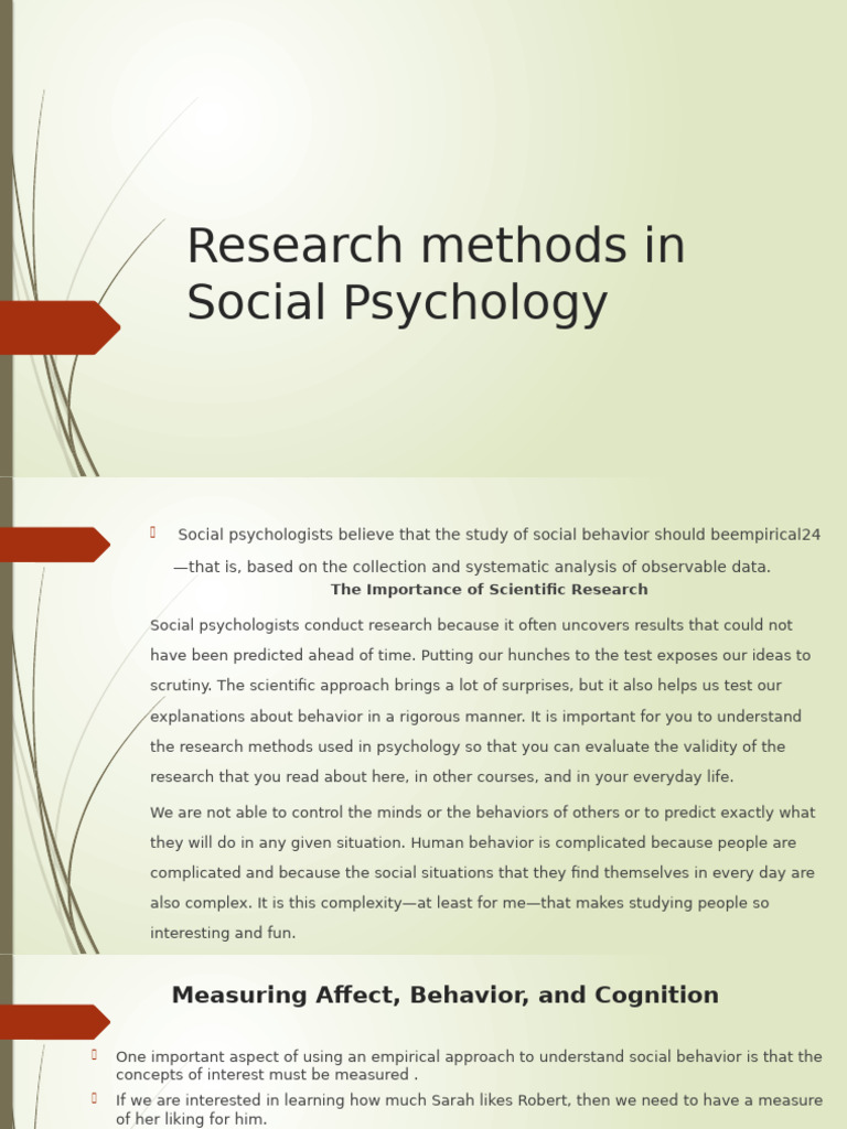Research Methods in Social Psychology | PDF | Self Report Study ...