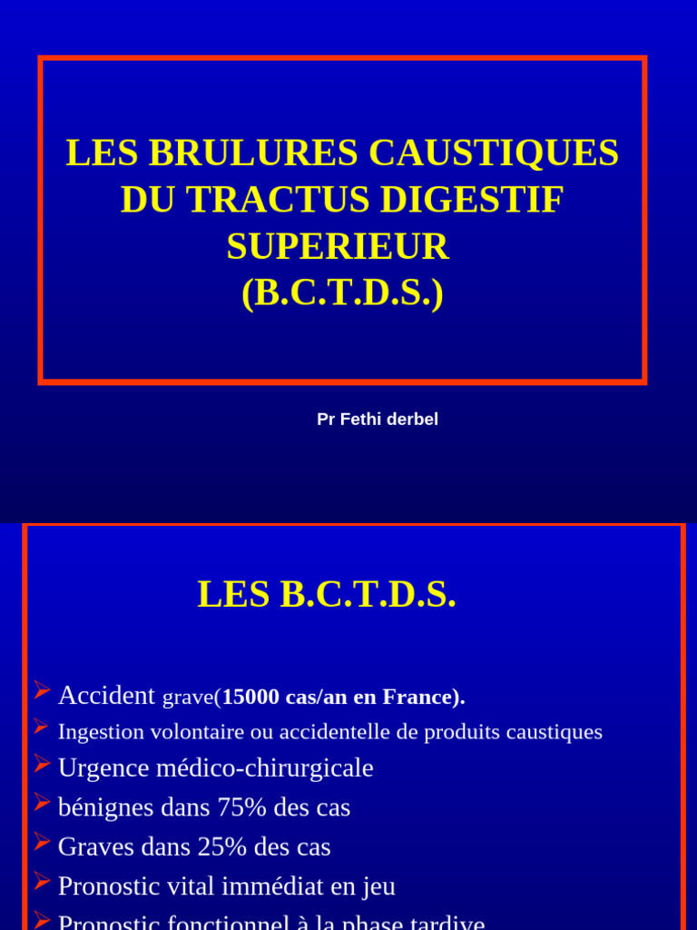Les Brulures Caustiques Du Tractus Digestif Superieur 2009-2010 | PDF ...