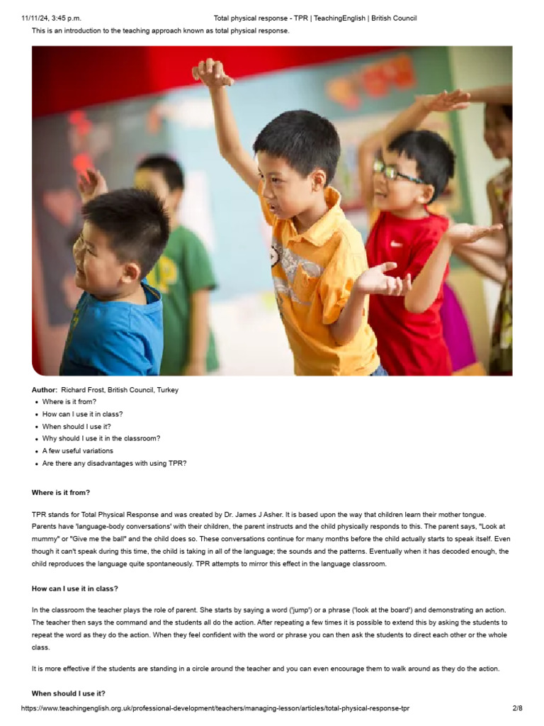 Total Physical Response in Teaching | PDF | Human Communication | Learning