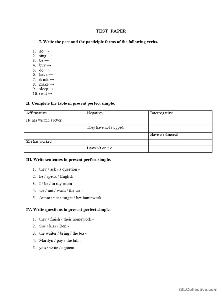 Present Perfect | PDF
