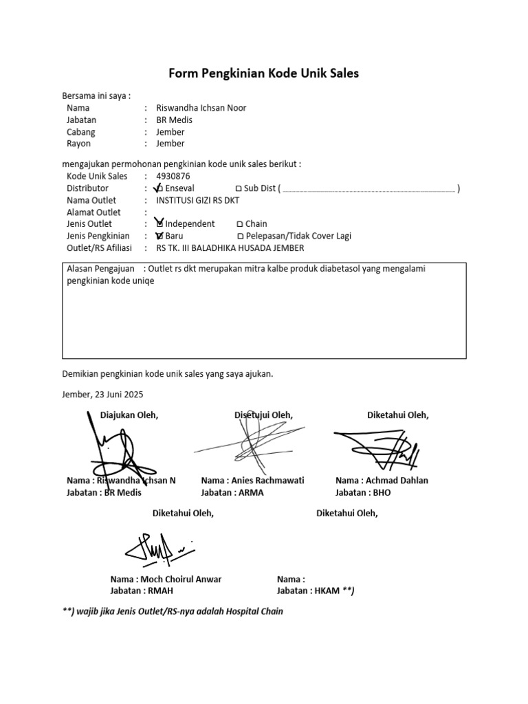 Pengkinian Kode Unik Sales Jember | PDF