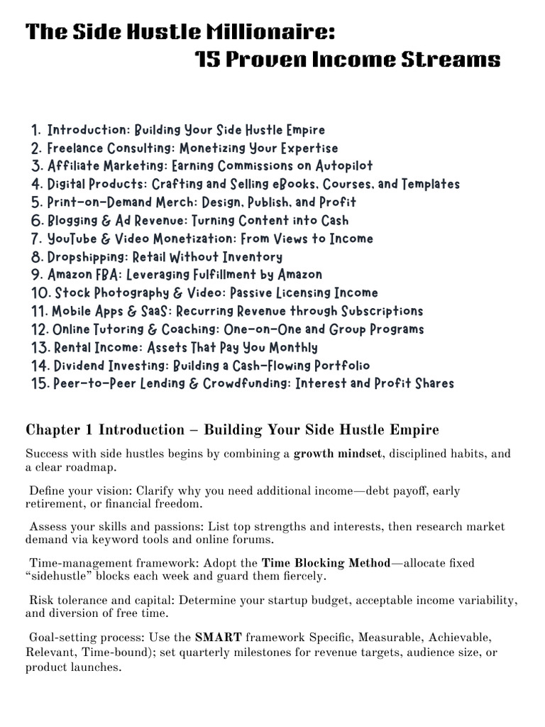 15 Income Streams for Side Hustle Success | PDF | Dividend | Loans