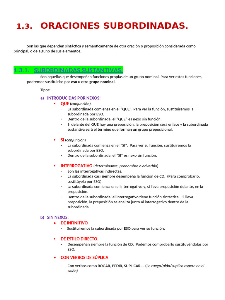 La Oración Compuesta (2) Sustantivas | PDF | Tipología Lingüística ...