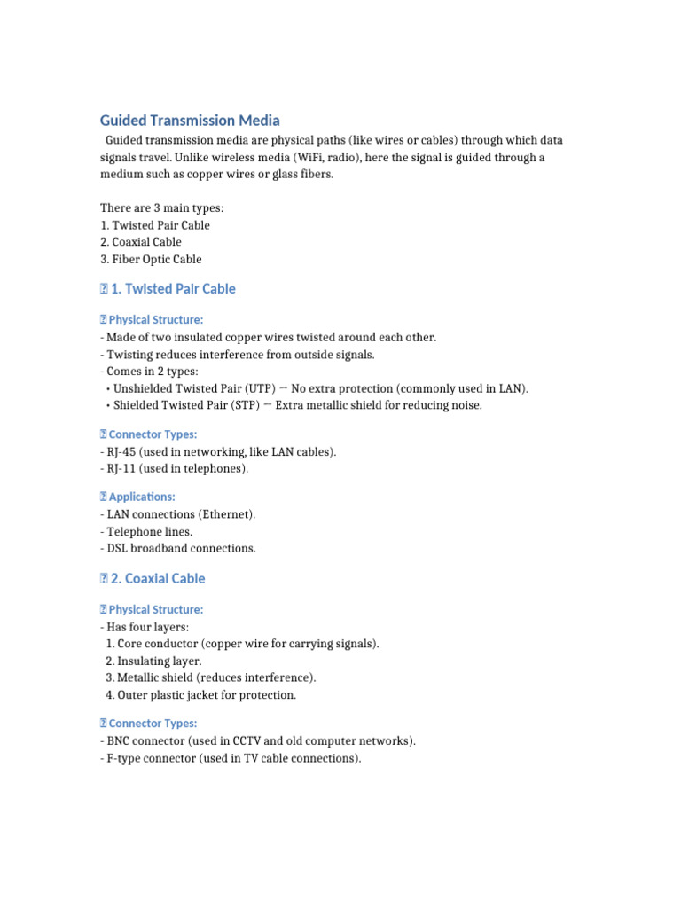 Guided Transmission Media | PDF | Transmission Medium | Optical Fiber