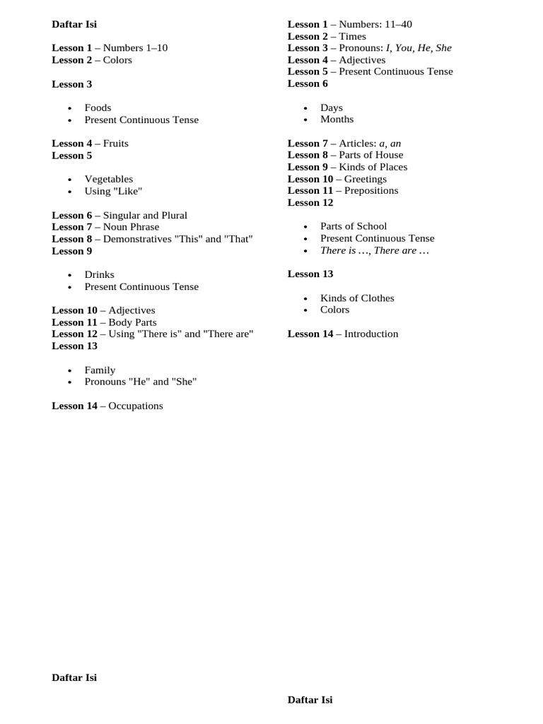 English Language Lessons Overview | PDF | Plural | Pronoun
