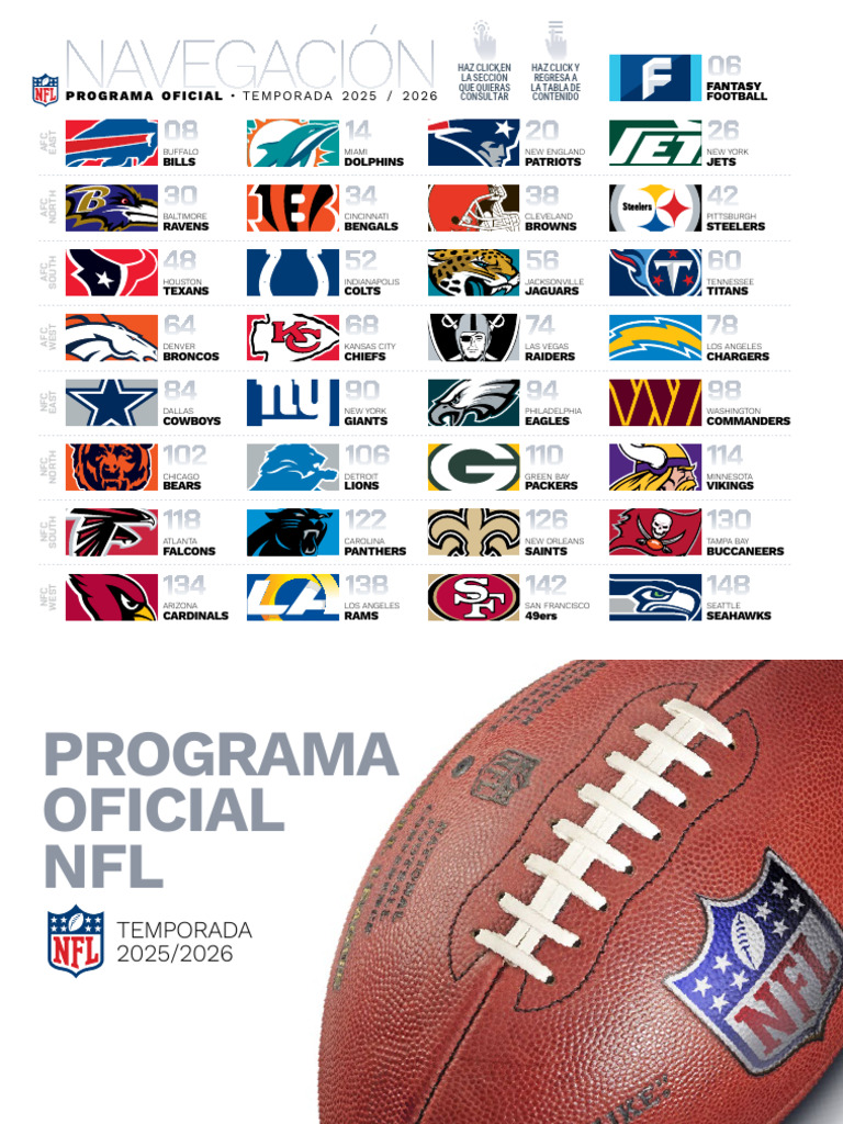 Programa Oficial NFL 2025-2026 | PDF | San Francisco 49ers | Minnesota ...