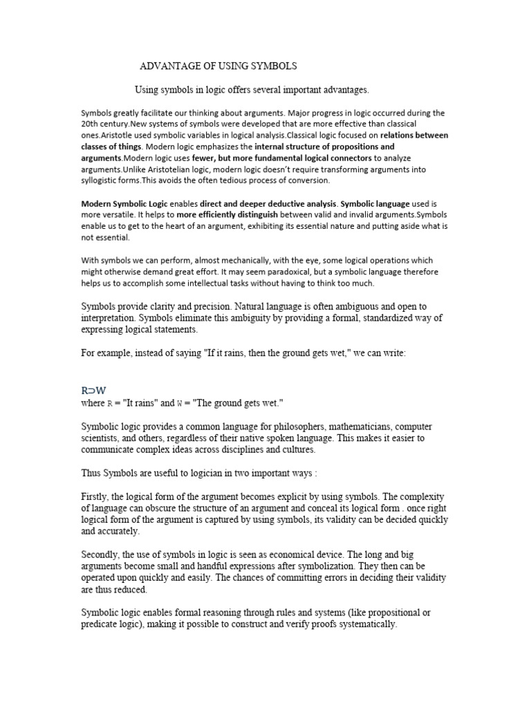Benefits of Symbolic Logic in Reasoning | PDF | Logic | Argument