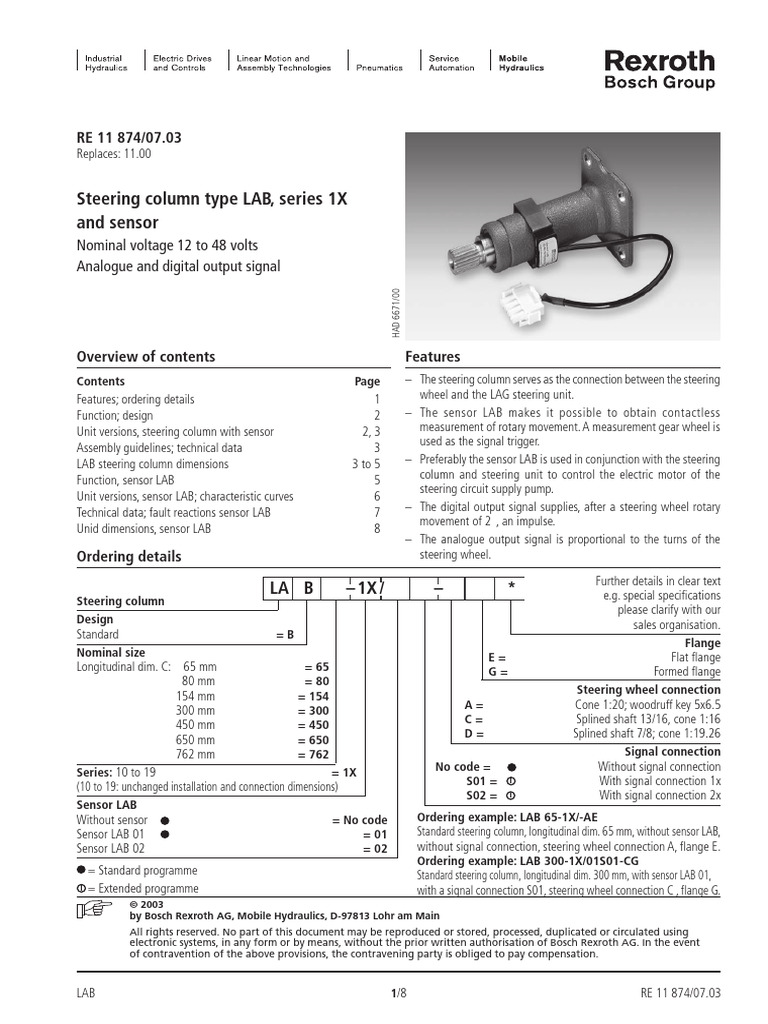 LAB Steering Column Specifications | PDF | Amplifier | Rectifier