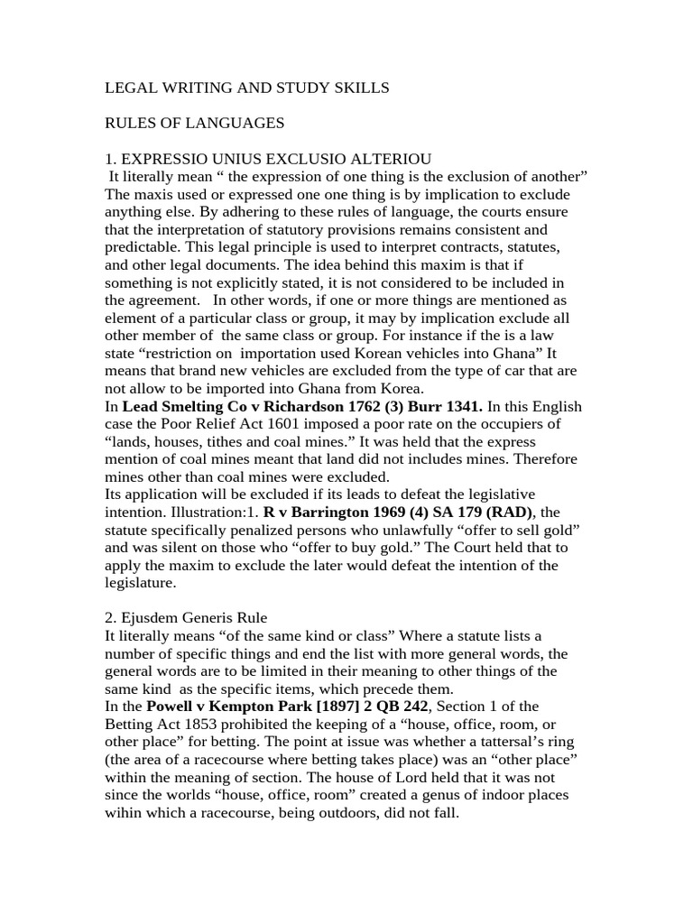 Legal Writing: Language Rules Explained | PDF | Statutory ...
