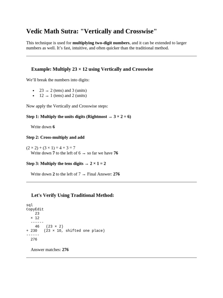 Vedic Math Sutra Pdf