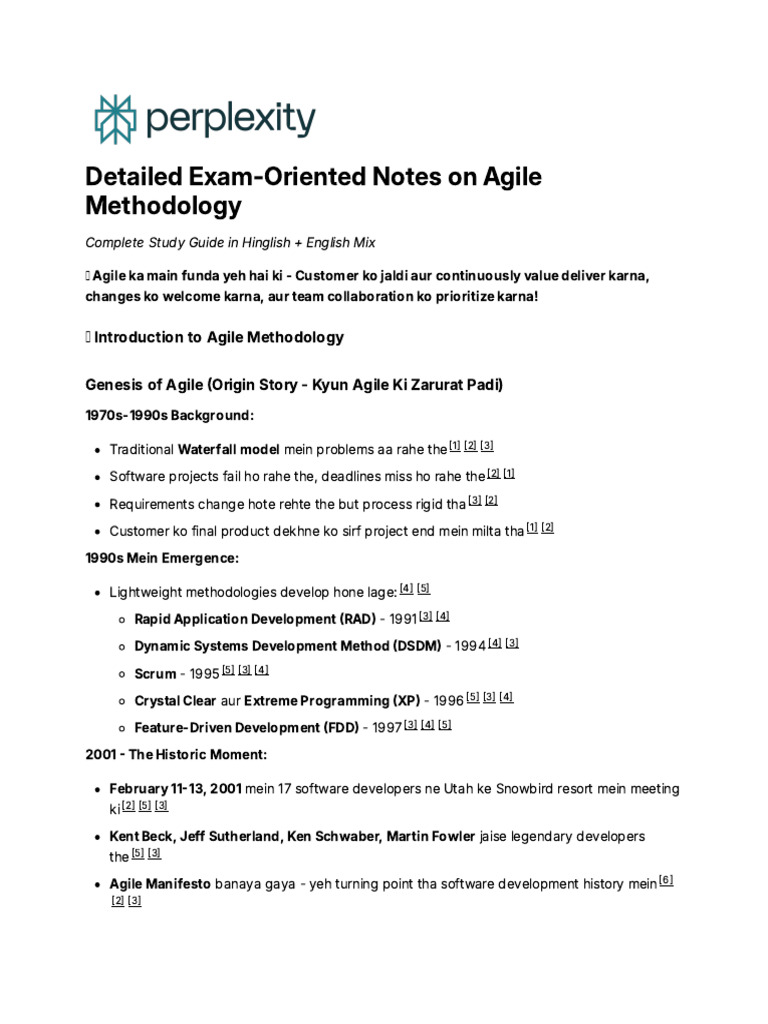 Detailed Exam-Oriented Notes On Agile Methodology | PDF | Scrum ...