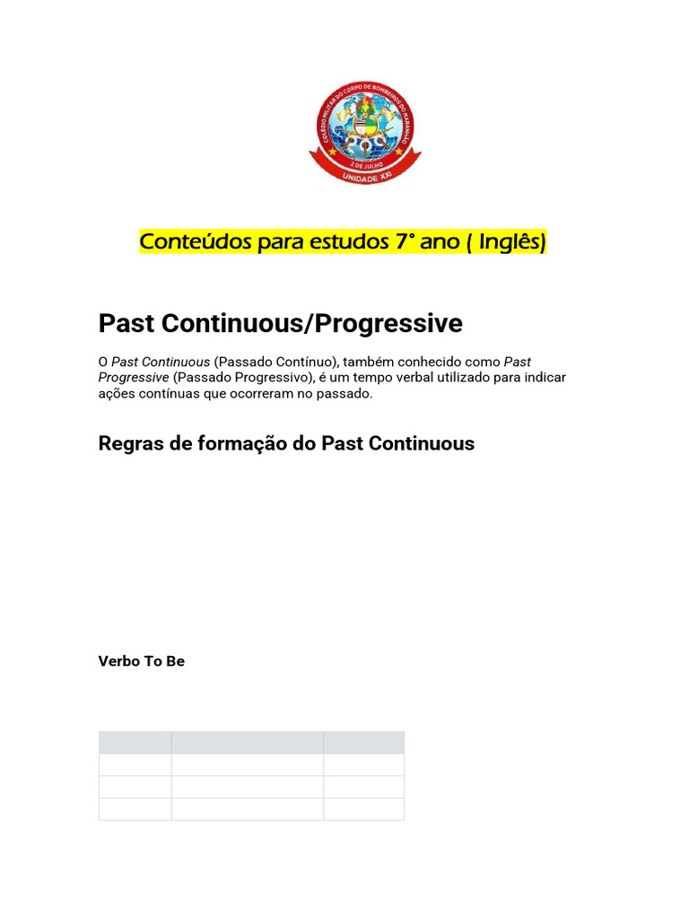 Past Continuous Grammar Guide for 7th Grade | PDF | Linguistic Typology ...