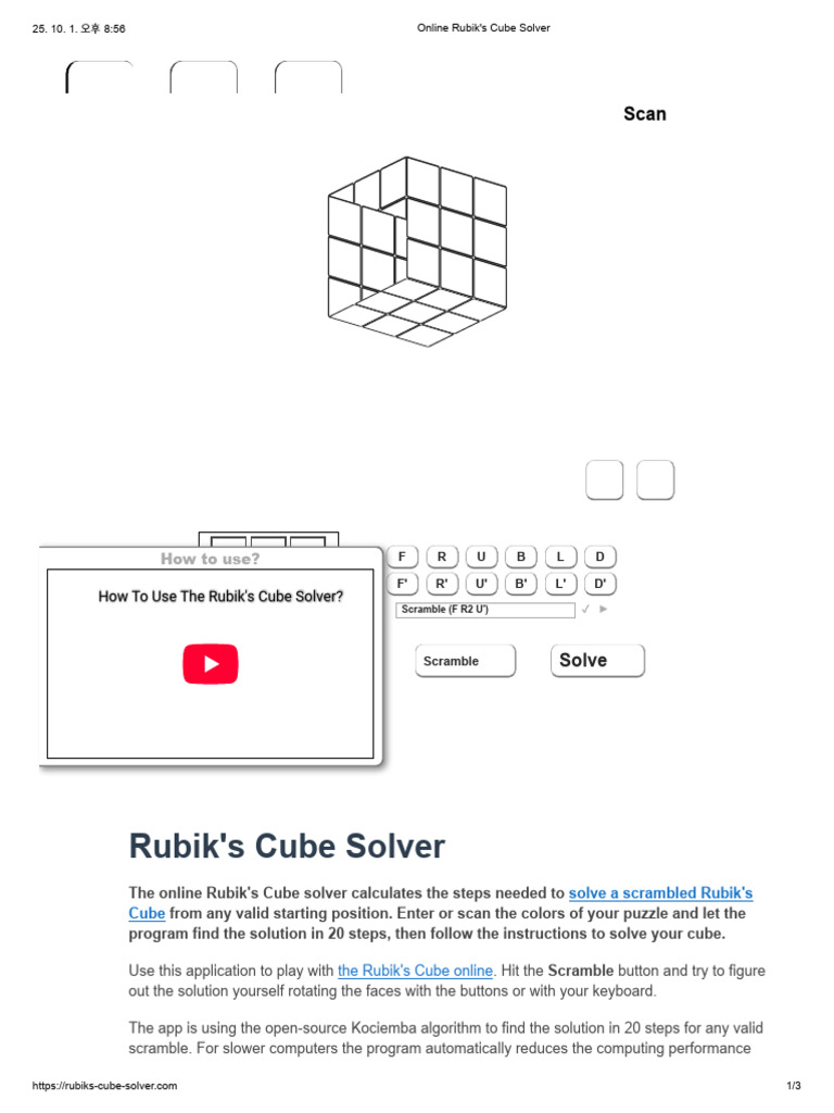 Online Rubik's Cube Solver Guide | PDF | Computing
