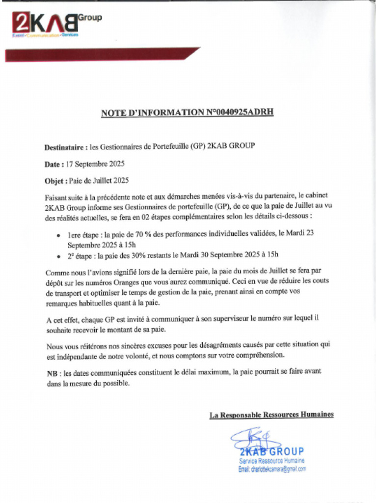 2e Note D'information GP Paie Juillet | PDF
