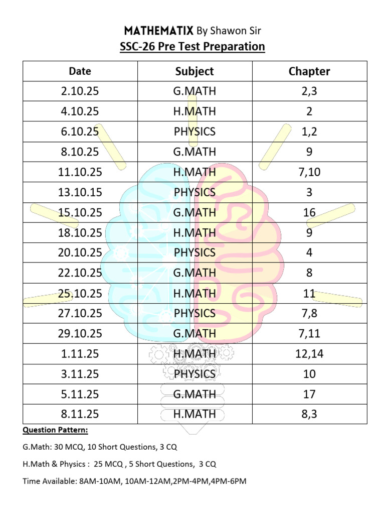 SSC Pre Test Routine | PDF