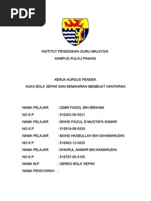 Kemahiran Bola Sepak Pdf