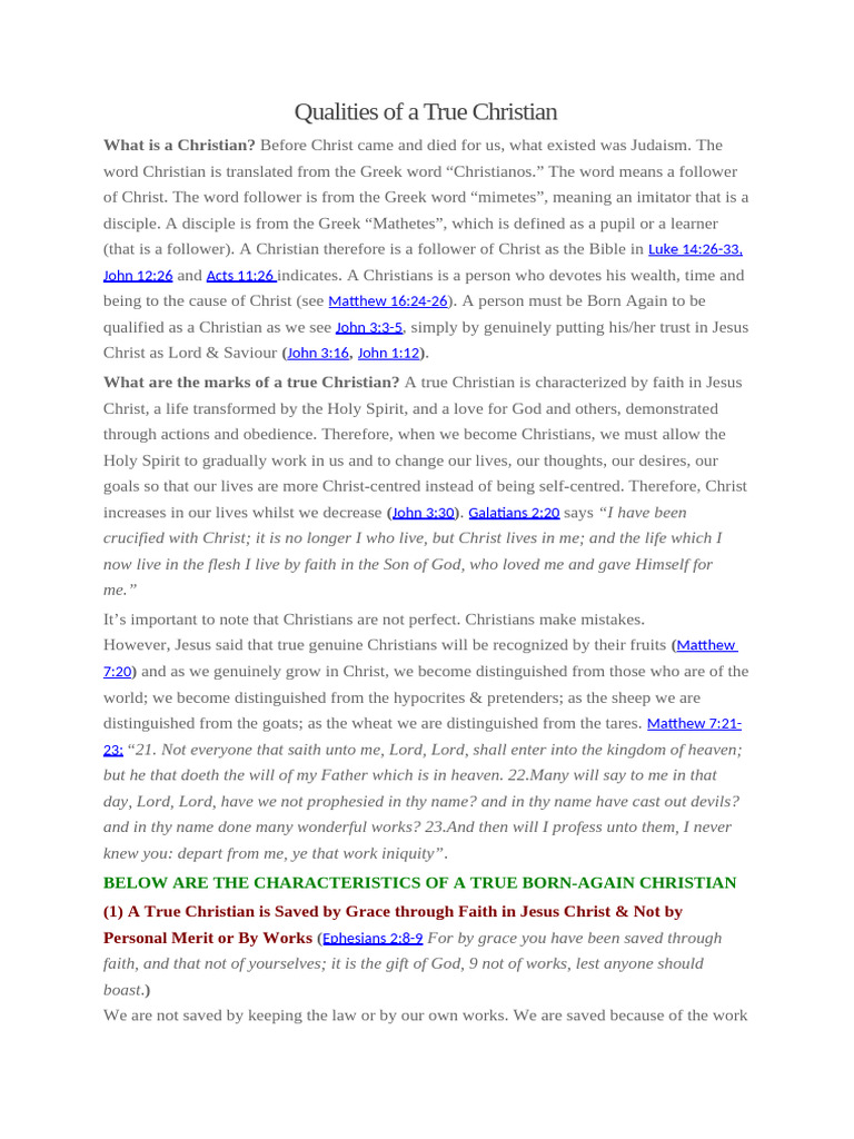 Characteristics of a True Christian | PDF | Jesus | Disciple (Christianity)