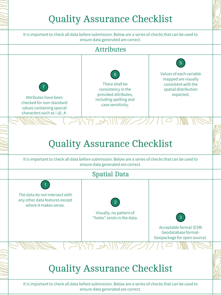 Essential Quality Assurance Checklist | PDF | Geographic Information ...