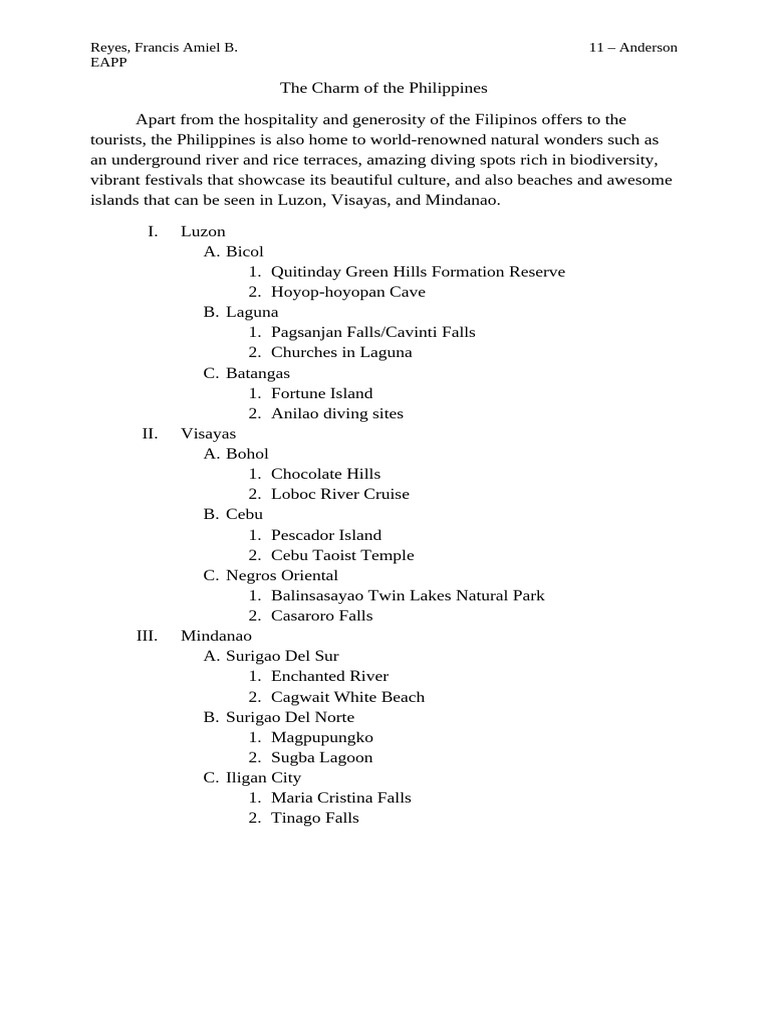 Tourist Spots in the Philippines | PDF