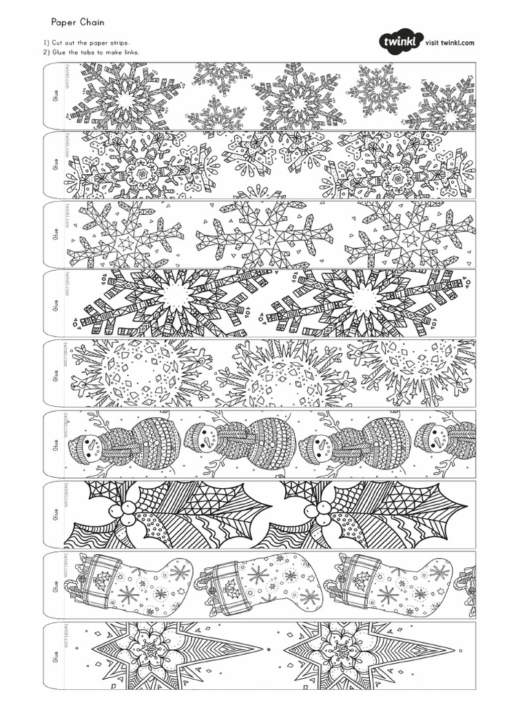 Christmas Mindfulness Coloring Paper Chain Activity | PDF