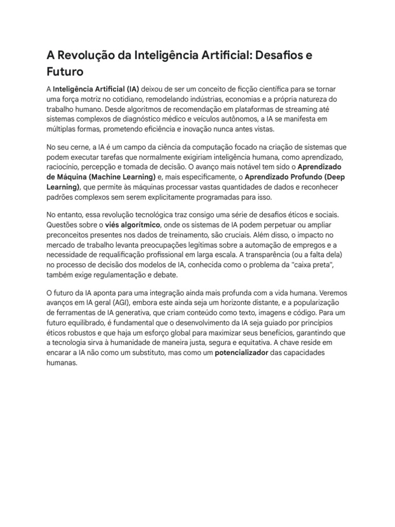 Desafios e Futuro da Inteligência Artificial | PDF