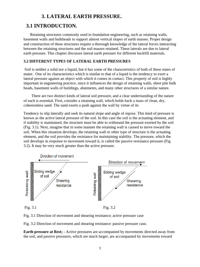 Lateral Earth Pressure in Retaining Structures | PDF | Stress ...