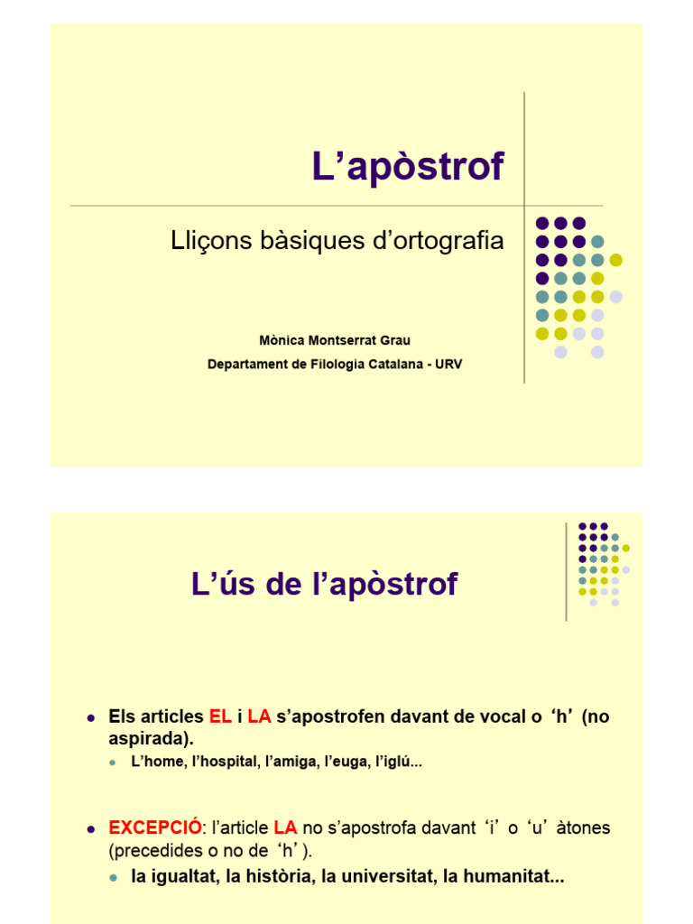 5 PRESENTACIÓ AULA Apòstrof | PDF