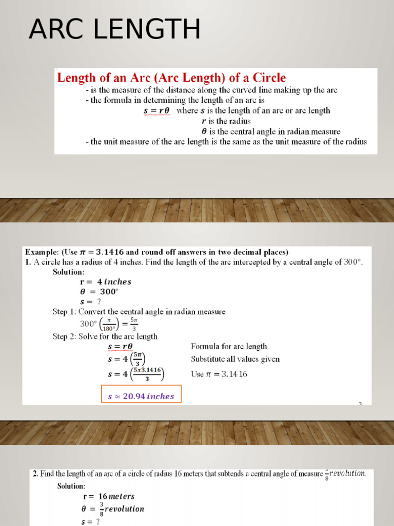 Arc Length and Central Angle Exercises | PDF