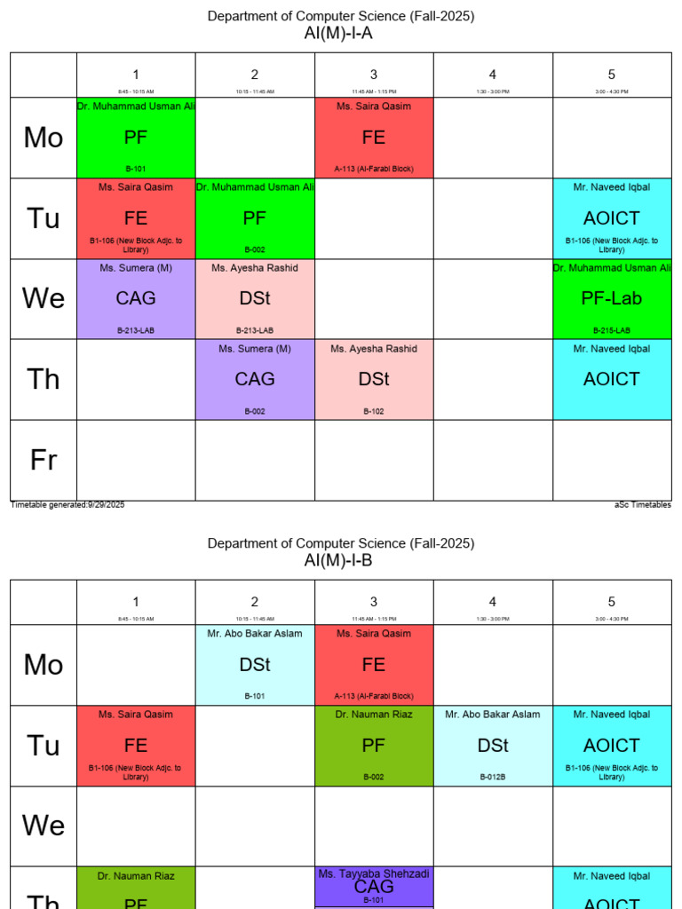 Timetable CS F25 (CW M) 3009 | PDF