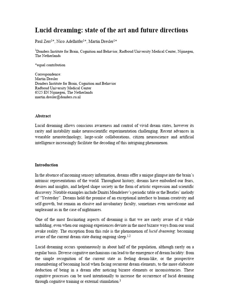 Lucid Dreaming | PDF | Dream | Lucid Dream