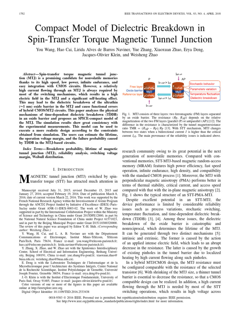 Compact Model of Dielectric Breakdown in Spin-Transfer Torque Magnetic ...