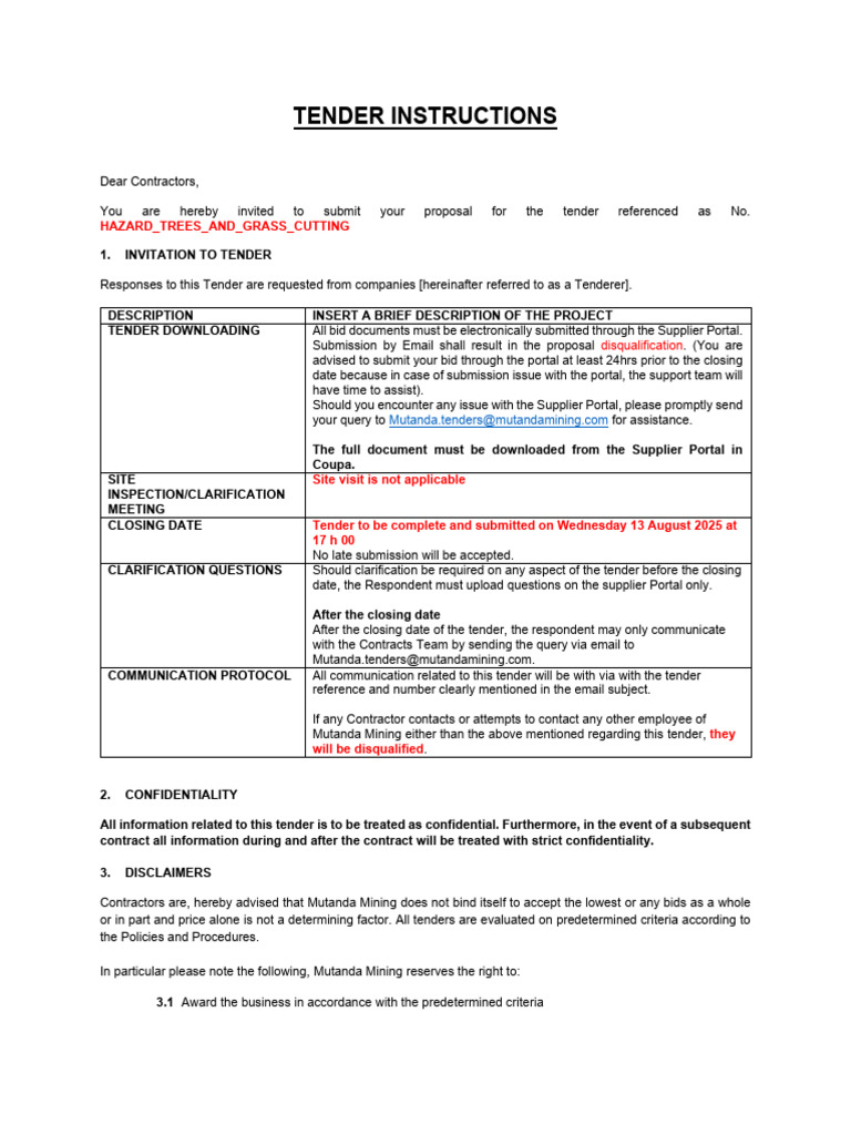 Hazard Trees and Grass Cutting Tender | PDF | Taxes | Invoice