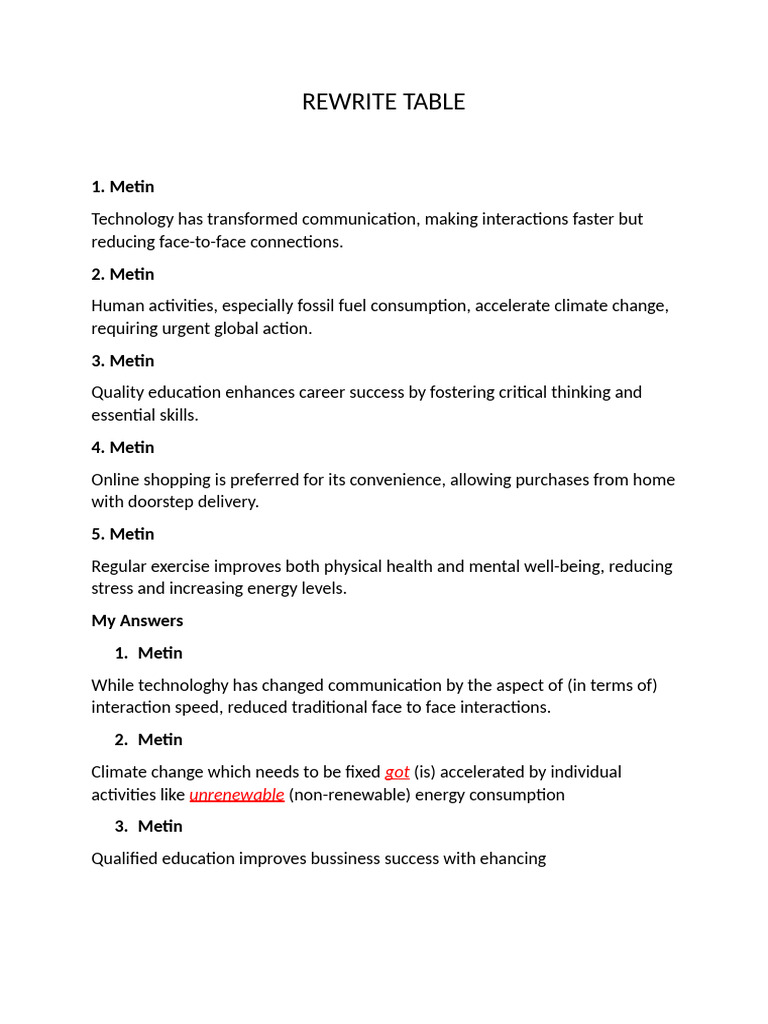 Rewrite Table | PDF