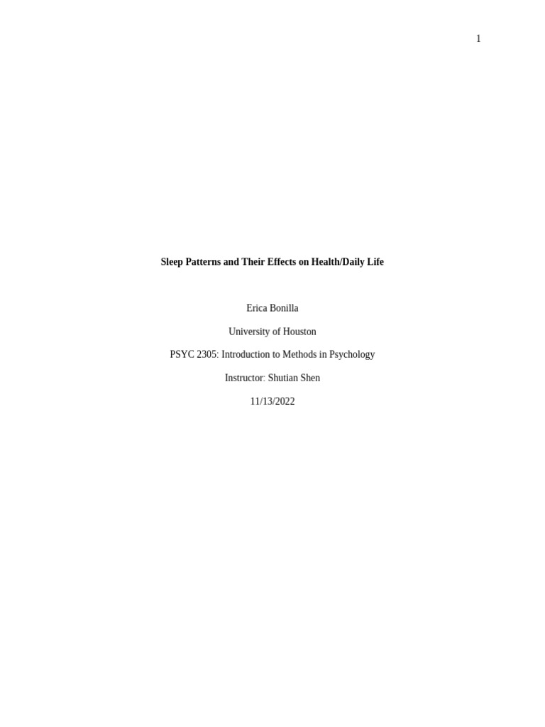 Sleep Patterns and Their Effects On Healthy Daily Life | PDF | Sleep ...