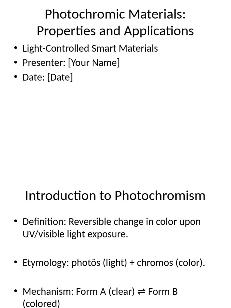 Photochromic Materials Overview | PDF