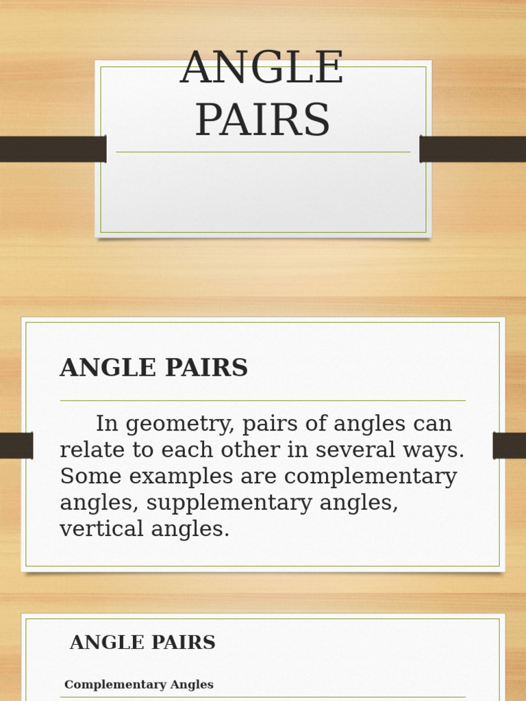 Understanding Angle Pairs in Geometry | PDF