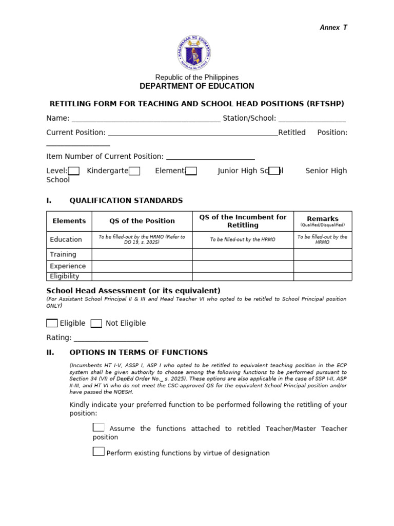 Retitling Form for Educators in DepEd | PDF