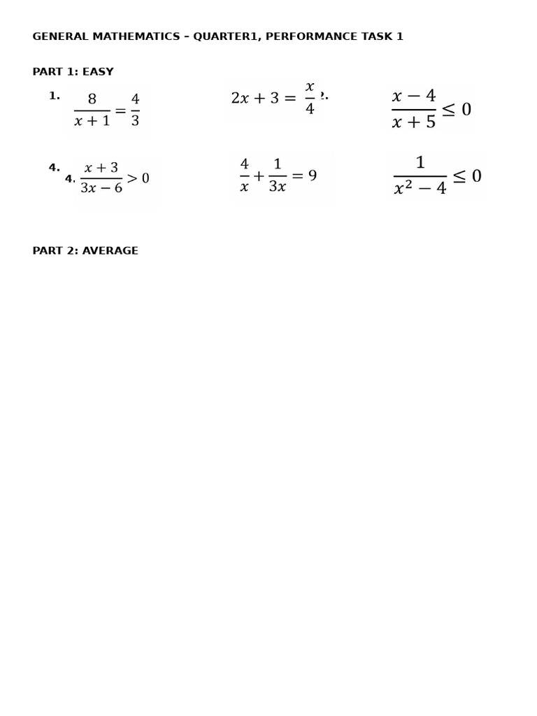 General Mathematics Q1 Performance Task 1 | PDF