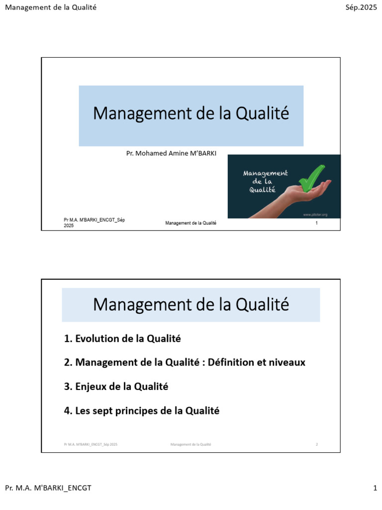 Évolution et principes du management qualité | PDF | Management de la ...