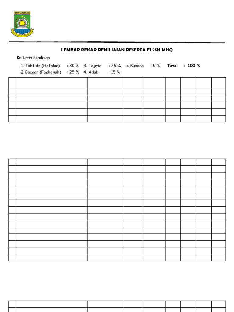 Rekap Penilaian FL2SN MHQ Tangerang | PDF