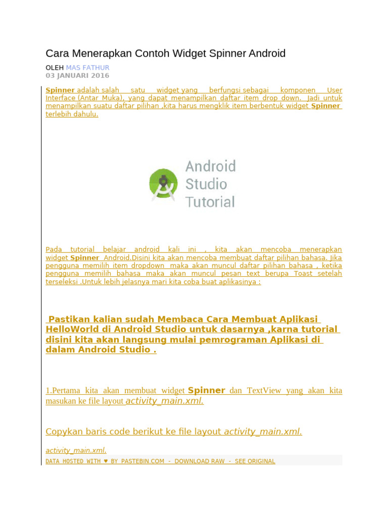 Tutorial Widget Spinner Android | PDF