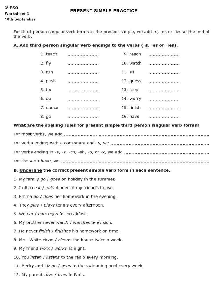 2 Present Simple Practice | PDF | Linguistic Morphology | Linguistics