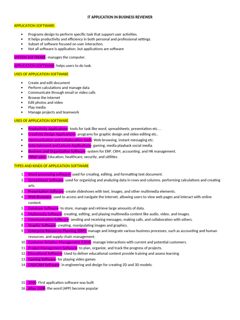 Application Software in Business Overview | PDF | Computer Data Storage ...