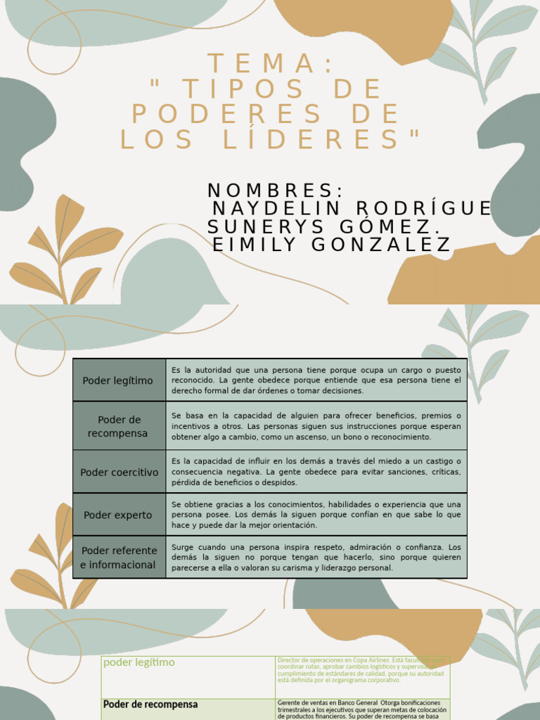 Tipos de Poderes en el Liderazgo | PDF | Psicología Social