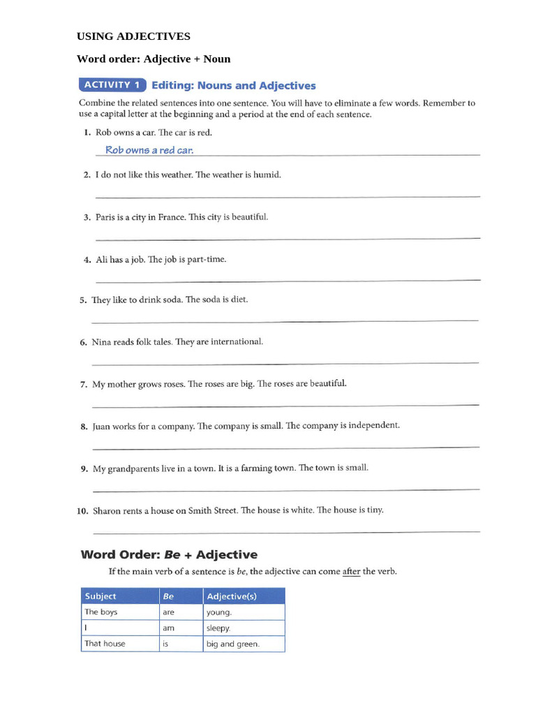 Week 28 - Using Adjectives | PDF