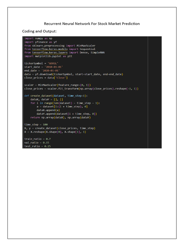 Recurrent Neural Network For Stock Market Prediction | PDF