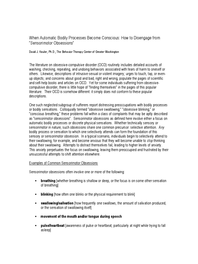 Keuler Sensorimotor Obsessions PDF Disorder