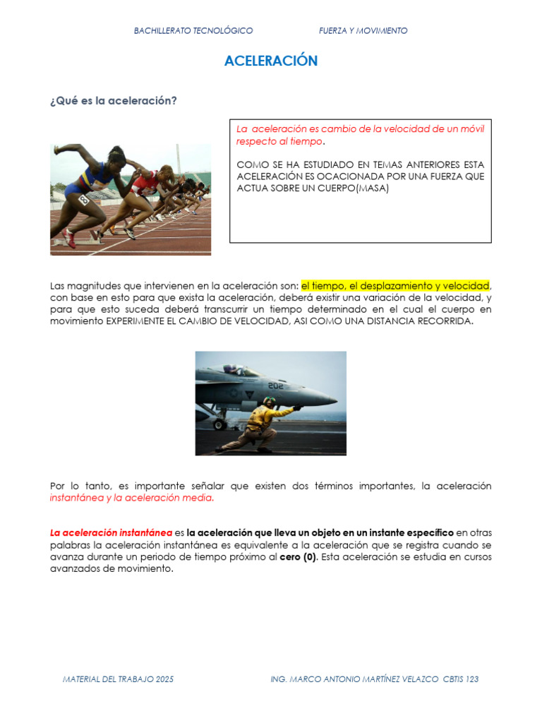 Aceleración y Movimiento Rectilíneo Acelerado | PDF | Aceleración ...