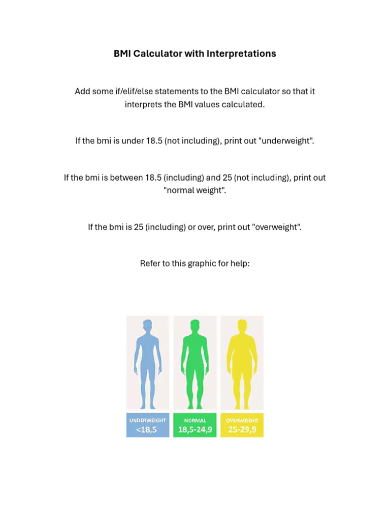 BMI Calculator With Interpretations | PDF